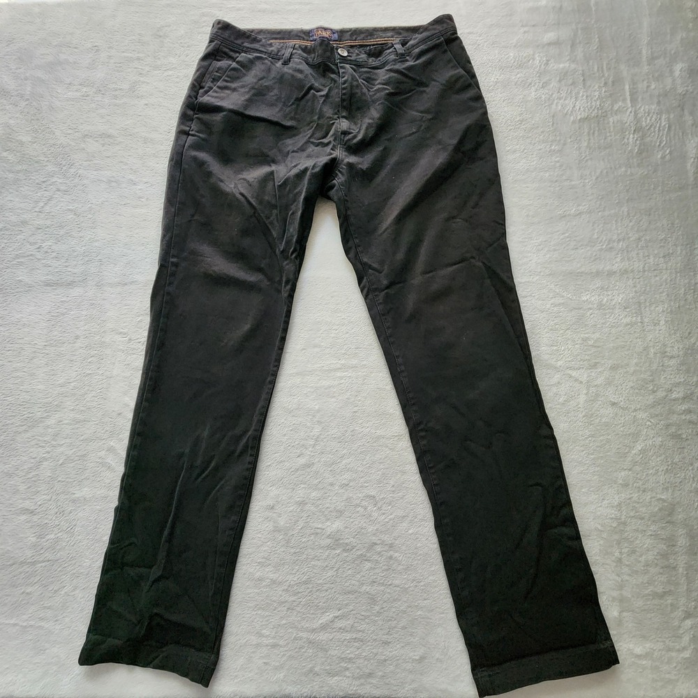 Park Calvary Slim Chino Pants Mens 38W 31L Black Twill Cotton Stretch Casual